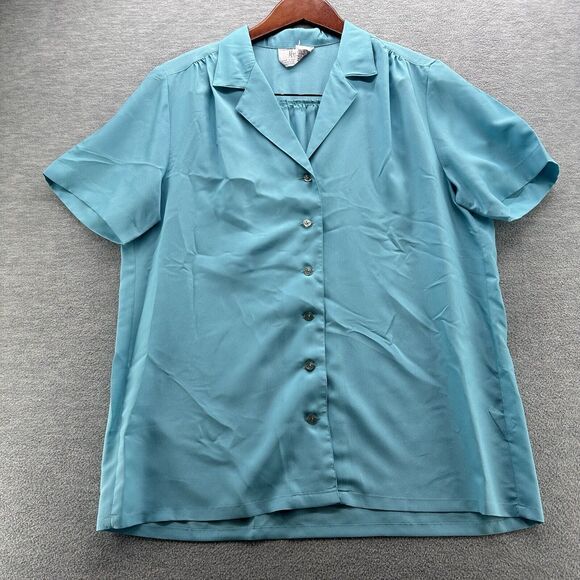 HOOPER ASSOCIATES - Vintage Women's Short Sleeve Button up Blouse Size 14 (A28) - Picture 1 of 6